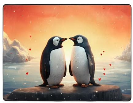 YYHWHJDE Teppich mit Aufschrift I Love Penguins, 160 x 122 cm, weich im Griff, feiner Samt, verschleißfest