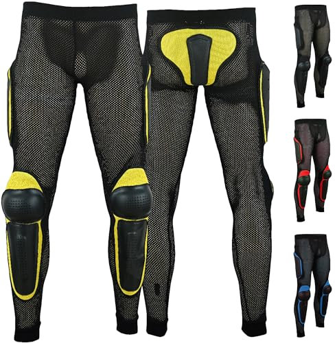 German Wear Protektorenhose Motorrad Motocross Skatebording Protektoren Armour Farbe: Gelb, Größe: 60/4XL