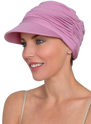 Deresina Headwear Casquette à visière en bambou, couvre-tête complet, chapeau chimio d'été, protection solaire 50+, rose poudré, Taille unique