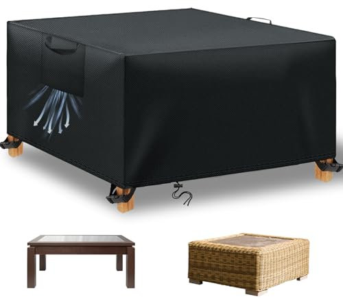 BHFRGAS Garden Furniture Covers - 250x250x90cm, Oxford Fabric, Waterproof for Rattan Garden Furniture (Black)