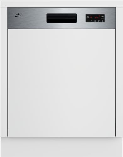 Beko BDSN15430X b300 - Lavastoviglie da incasso parzialmente integrata 60 cm, per 14 controsoffitti, 3 lavelli, 4 temperature, 5 programmi, mezza carica, apertura automatica della porta, Quick&Clean