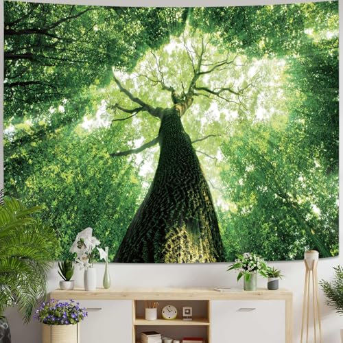 Skcess Wandteppich Natur Wald Tapisserie Wandbehang, Wandtuch Grün Wandteppich Baum Sonnenaufgang Landschaft Wandtücher Wall Tapestry Groß 240 x 220 cm