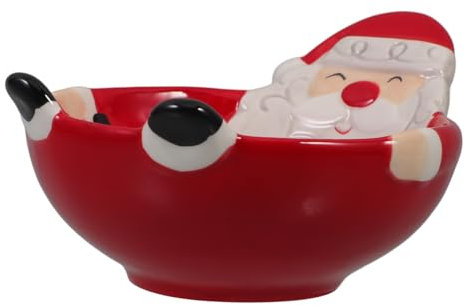 FUNOMOCYA Ceramic Xmas Candy Bowl Decorative Santa Claus Serving Dish for Dried Fruits Snacks and Sweets for Holiday Gatherings and Festive Decor