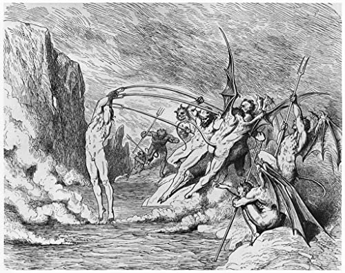 WACTWJNA Berühmtes Gemälde Leinwanddrucke Wandkunst Leinwand Kunst GemäLde Teufel illustration durch gustave dore Leinwand Wandkunst für Wohnkultur 60x90cm