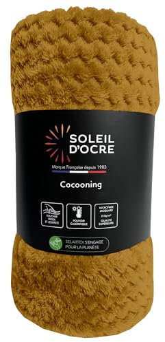 Soleil d'ocre, Couverture, Plaid 220x240 cm COCOONING Moutarde