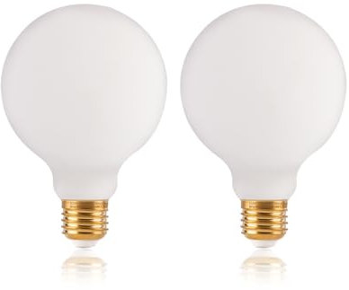 FLSNT Dimmbare G95-LED-Glühbirne, E27-Gewinde, 5,5 W (40 W entspricht), 550 lm, 2200 K warmweiß, Edison-Schraube, Opalweißes Glas, 2 Stück [Energieklasse F]