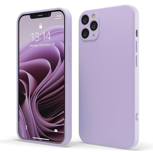 Red Ember Shockproof Case for iPhone, Ultra Slim Protective Liquid Silicone Matte Finish Phone Case with Soft Anti-Scratch Microfiber Lining (Lilac, iPhone 11 Pro Max)