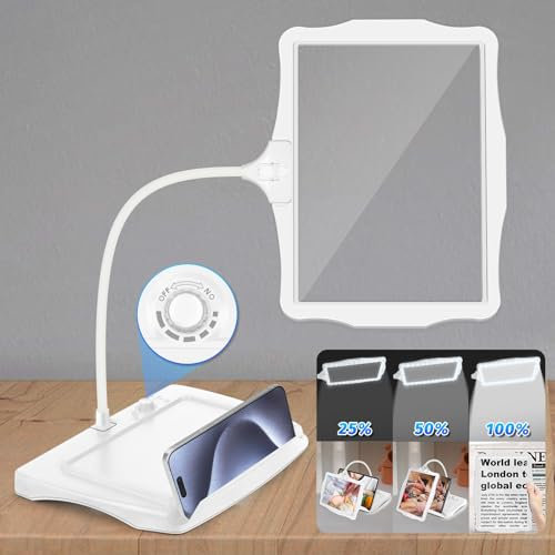 NZQXJXZ 10X Lampe Loupe sur Pied, Rechargeable Lampe Loupe de Bureau Flexible à Col de Cygne 50 LED, Grande Loupe Eclairante pour la Lecture, la Couture, l'Artisanat, la Peinture, Le Bricolage