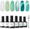 Modelones UV Nagellack 6 Farben Gel Nagellack UV Nageldesign Sets Soak Off Gel Polish für Maniküre Nageldesign, Weiß Grün Minze