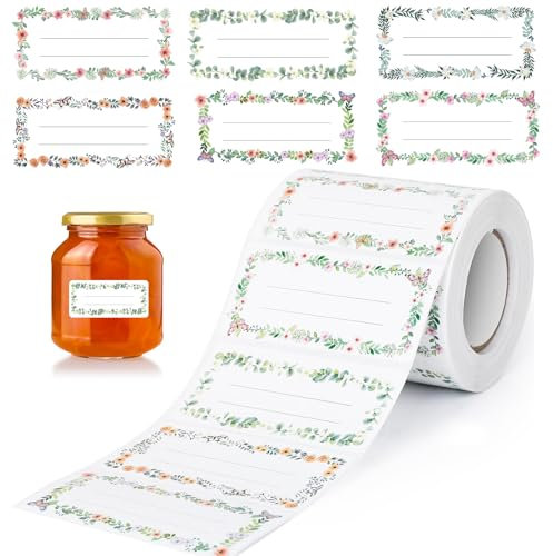 AiQInu Etiquettes Autocollantes Bocaux, 500 Pièces Étiquettes à Confiture, Etiquettes Adhésives Étiquettes Confitures, pour Pots De Confiture, Pots à éPices, Bouteilles