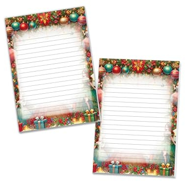 2 bunte Schreibblöcke Motivpapier Briefbögen Notizblöcke mit Linien Weihnachten Christmas Winter Geschenk Wichtelgeschenk für Kinder Jungen Mädchen Schule (2 Blöcke A5 mit je 25 Blättern)