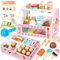 Dreamon Eisdiele Kinder Holz, Kaufladen Zubehör Montessori Spielzeug, EIS Holzspielzeug mit Spielgeld Münze, Eisladen Kinder Rollenspiele Geschenk 3 4 Jahre Mädchen Junge (Eisdiele Plus)