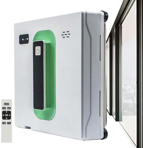 Soflightmok 2500pa Window Cleaner Robot w/Auto Dual Water Spray/50Ml Water Tank, square Automatic Window Cleaning Robot w/Remote Control/Anti-Falling Sensor Detection,White