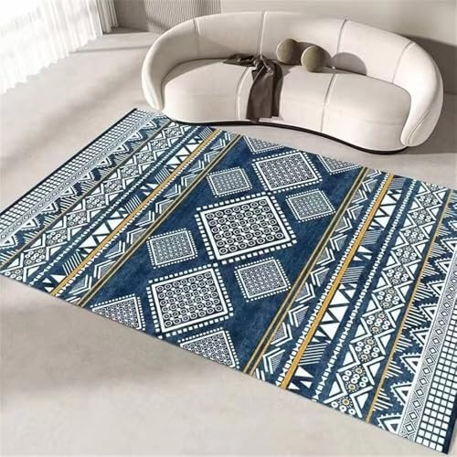 RUGMRZ Schlafzimmer Teppich Teppich Straße Kinder 70x140CM Kinderteppiche Teppich pflegeleicht blau Geometrischer Vintage-Teppich Outdoor-Teppich waschbare teppiche Wohnzimmer