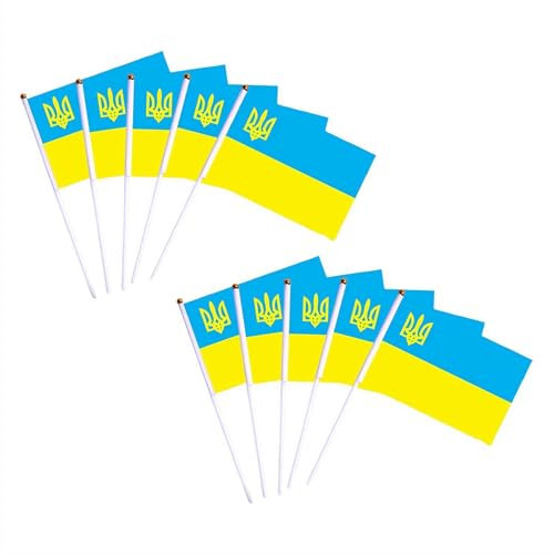 Ukraine-Flagge, Ukraine-Flagge, Ukraine-Flagge, Mini-Taschenflagge, Ukraine-Flagge, Ukraine-Flagge, Ukrainische Flagge, Stockflagge, Nationalflaggen, Party-Dekorationen für Paraden (A)