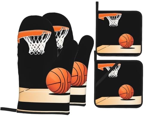 Mitaines De Cuisine Modèle De Dunk Professionnel Baking Gloves Antidérapant Maniques Cuisine pour Femmes Cuisson Four,4 Pièces