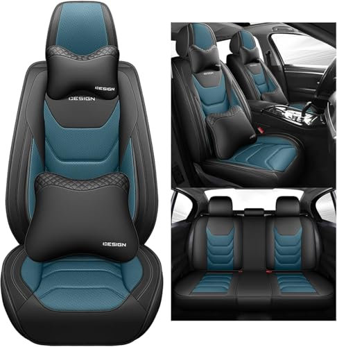 ZXKYLFFF Autositzbezüge, passend für Opel Astra H G CC 1998–2018, atmungsaktiv, wasserdicht und rutschfest, Vorder- und Rücksitzschoner, Blau