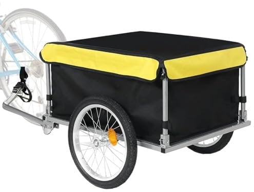 Fahrrad-Lastenanhänger – Zweirad-Gepäckwagen mit abnehmbarer Abdeckung (Ladung: 60 kg) für Camping und Einkaufen
