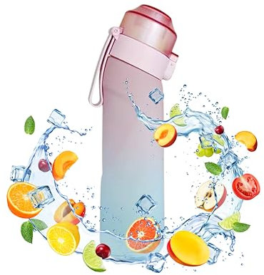 Air Water Bottle with 7 Flavour Pods, 650ml Starter Up Set BPA Free Drinking Bottles with 7 Random Flavour Pods Scented 0 Sugar Calorie, Water Cup with Straw for Gym School Outdoor