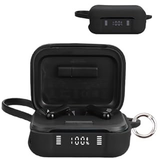 For soundcore P41i by Anker Wireless Earbuds,daunke Soft Silicone Protective Cover,Skin Case with Carabiner,Full Protection,Black