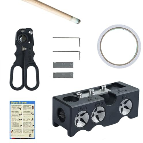 VortecSys Pool Queue Tip Shaper, 10 in 1 Pool Queue Tipps Ersatz Kit, Pool Queue Spitzen Reparatur Werkzeug für Ersatz und Formen Queue Tips, Geschenke für Ehemänner und Freunde