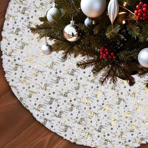 ACTOYS Tappeto Albero di Natale morbido Gonna, bella Copri Base Albero Natale, Copri Albero per Decorazione Natalizia (E-Oro, 120CM)