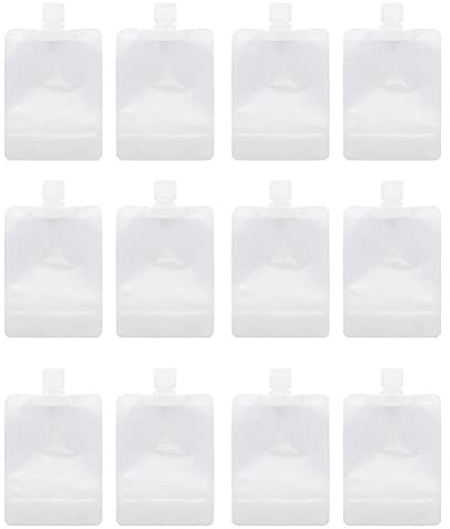 Dioche Sacs d'emballage Vides Debout, Liquides de Voyage Portables, Bouteilles de Lotion Cosmétique en Plastique Transparent, Tubes Compressibles étanches Rechargeables, PE Pet Nylon 12 (2)