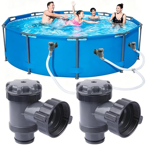 BIZOI 2 Piezas Grifo de Piscina 38 mm para Piscinas Elevadas, Válvula de Pistón de Repuesto para Manguera 1-1/2 Pulgada, Unidades de Válvula de Pistón para Intex, Bestway & Coleman Pool Accesorios