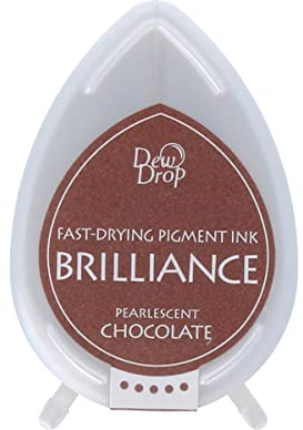 Tsukineko Brilliance Dew Drop Stempelkissen Braun, Pearl Chocolate-Klein-Lösemittelhaltig, Deckend, Beständig Gegen Ausbleichen-Wasserbeständig, Brown, 3,3 x 5 x 2 cm
