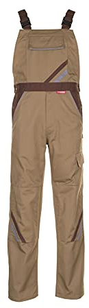 Planam 2334054 Highline Latzhose, Khaki/Braun/Zink, Größe 54