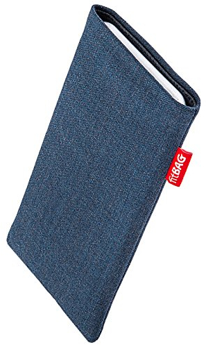 fitBAG Jive Blau Handytasche für Apple iPhone 5 / 5s / SE 16GB 32GB 64GB Tasche aus Textil-Stoff mit Microfaserinnenfutter | Hülle mit Reinigungsfunktion | Made in Germany