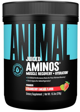 ANIMAL Juiced Aminos Strawberry Limeade – EAA & BCAA Powder for Muscle Regeneration & Recovery – Caffeine-Free Amino Acid Supplement for Fitness, Bodybuilding & Intensive Training, 378 g