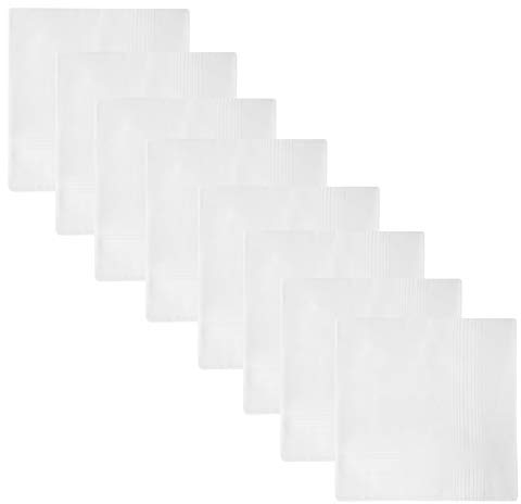 Retreez 8 Stück Reine Baumwolle Gemischte Taschentücher für Herren Geschenkset - Gemischte Set 005 - Weiß