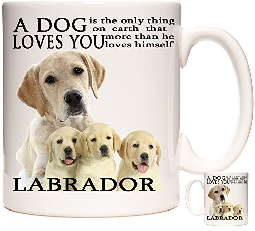 KAZMUGZ Golden Labrador Mug, A Dog Loves You. Labrador Gift Coffe Mug. 11oz Ceramic Mug Gift for Labrador Owners.