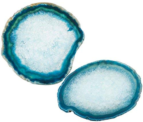 Shanxing natürlich Achat Scheibe Geode Edelstein Untersetzer Tasse Matte Getränkeuntersetzer für Tassen,Tisch,Bar(8-10cm,Set aus 2)