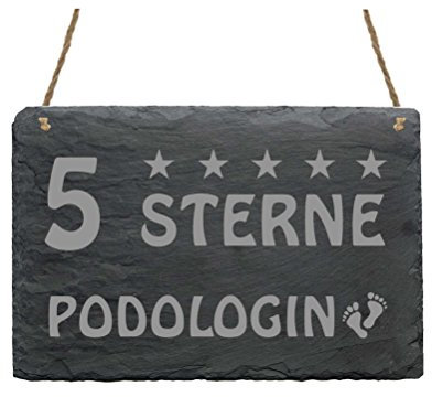 Schiefertafel « 5-STERNE PODOLOGIN » Türschild Schild Fußpflege - das perfekte Geschenk für Podologen Fußpfleger - Füße