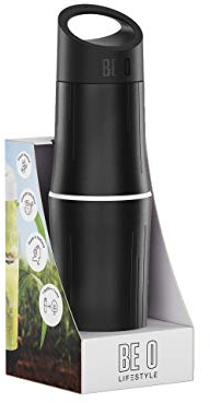 BE O Nachhaltige Trinkflasche 500ml - Water Bottle BPA Frei & Auslaufsicher - Wasserflasche für Sport, Outdoor, Schule - Vegane & Umweltfreundliche Produkte - Zero Waste (Black)