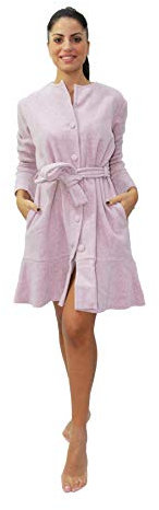 FIORI DI CHIARA Elegante Vestaglia in Morbido Pile, Modello Corto con Incrocio in Tinta Unita. Prodotto 100% Made in Italy