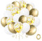 Luftballons Gold Weiß 50 Stück, Goldene Luftballons Weisse Latex Ballons Gold Metallic Ballons Konfetti Luftballons mit Gold Band für Geburtstag Hochzeit Abschluss Baby Shower Party Dekoration