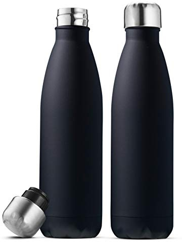 Triple Insulated Stainless Steel Water Bottle Set (2 Pack) - 500ml Insulated, Leakproof Travel Bottles Keep Hot & Cold - BPA-Free Reusable Flask