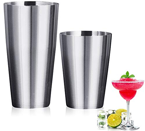 GOLRISEN Boston Kit de shaker à cocktail, en acier inoxydable, capacités : 700 et 500 ml, gobelet à cocktail, pour débutants, barman professionnel, bar, fêtes et familles, en argent