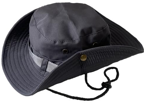 Taeku Cappello Boonie Uomo Donna Anti UV Protezione Solare a Tesa Larga Cappello per Esterni Safari Cappello da Sole per Esterno Escursionismo (Grigio)