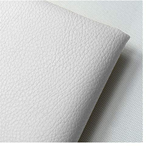 NIANTONG 160cm Breiter Kunstleder-Polsterstoff Meterware Litchi Texture Wasserdichtes Vinyl-Kunstleder für Autositze, Sofastuhlmöbel, Basteln(Color:Weiß)