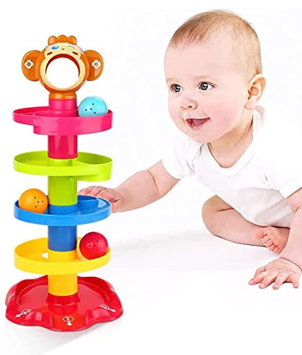 Baby Toy 9-18 Months, Ball Drop and Roll Ramp Toys for 1 Year Old Boys Girls, Sensory Toy for Babies 12 Months, Baby Ball Tower Roll ball Game, 1st Birthday Gifts for Babies Easter Gifts