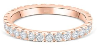 Lisandra Scott Eternity Ring Treasure 925 Sterlingsilber mit Zirkonia Kristall Damenring in Silber, Rosegold und Gold für Damen, Frauen mit Funkelnden Steinen Breit (48, Rose)
