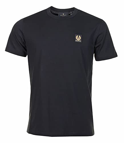 Belstaff Herren T-Shirt Schwarz L Phoenix-Patch Baumwolle Rundhalsausschnitt Kurzarm Slim Passform Sommer Freizeit & Outdoor