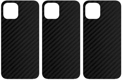 [3 Stück] apgo Protective Skin für Apple iPhone 12 – Rückseiten Skin Sticker, Wrap Folie, Vinyl Schutzfolie für die Rückseite, Motiv Carbon Schwarz