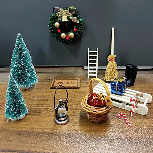 BlueXP 13 Stück Miniaturgarten Gartengeräte Set Wichteltür Zubehör Weihnachten Set Wichtelhaus Weihnachtsdeko Miniatur Garten Möbel Deko für Kinder Feegarten Minigarten Weihnachtswichtel Zubehör