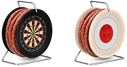WURSTBARON® Wurst Dartscheibe Dartboard - 3,5m Snack Salami nach Krakauer Art auf einer Mini Rolle Trommel schwarz, 240 g & Kabeltrommel