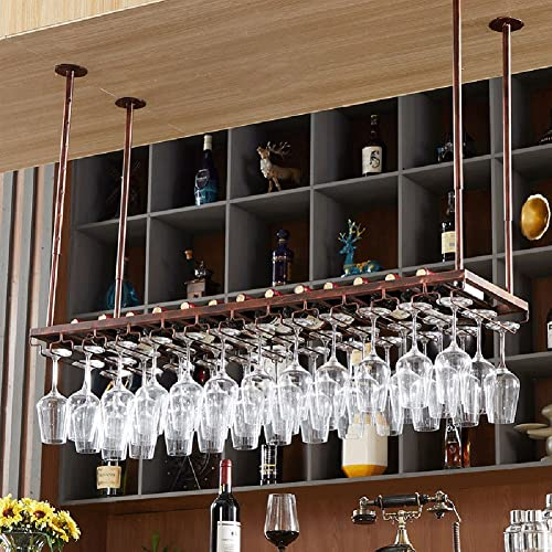 Casier à vin suspendu, porte-bouteilles de plafond en métal, support de stockage de vin d'affichage avec étagère en verre à pied pour sous le meuble, cuisine, bar, hauteur et largeur réglables (coul